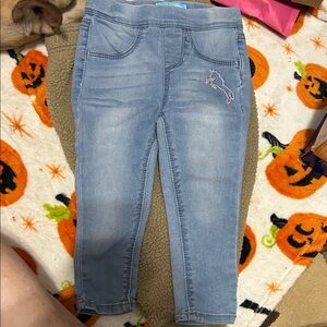 Charming Kids' Denim Jeans with Pink Embroidery